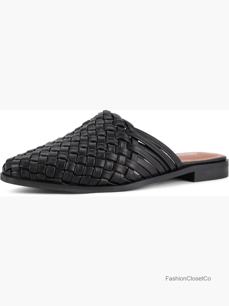Women's Braided Closed Toe Flat Mules Slip-On Backless Loafers Sandals Summer